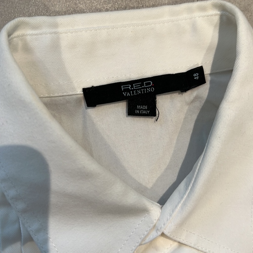 RED VALENTINO size 48 medium white button down shirt elegant tuxedo party